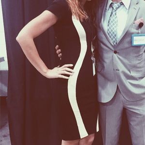 Pencil midi dress Black and Tan